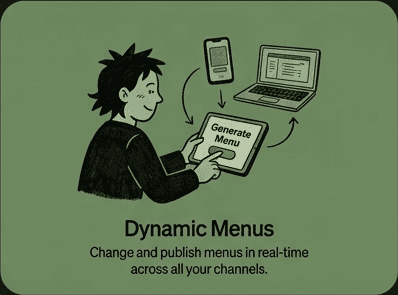 Dynamic Menus - Change and publish menus in real-time across all your channels.
